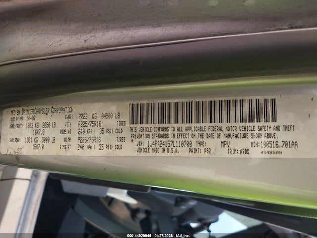 2007 Jeep Wrangler X მანქანა იყიდება აუქციონზე, vin: 1J4FA24157L110700, აუქციონის ნომერი: 44929949