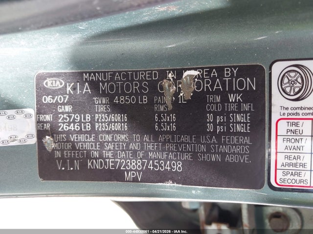 2008 KIA SPORTAGE KNDJE723887453498 Photo 8