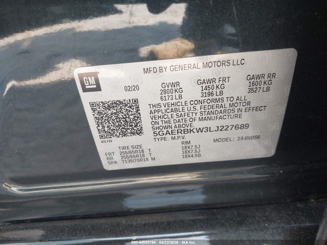 Продаж на аукціоні авто 2020 Buick Enclave Fwd Essence, vin: 5GAERBKW3LJ227689, номер лоту: 44930194