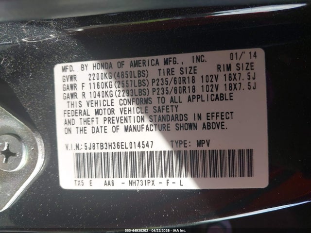 Продаж на аукціоні авто 2014 Acura Rdx, vin: 5J8TB3H36EL014547, номер лоту: 44930202