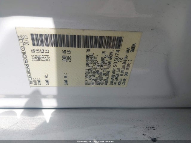 Aukcja sprzedaży 2023 Nissan Maxima Sr Xtronic Cvt, vin: 1N4AA6EV0PC505074, numer aukcji: 44930316