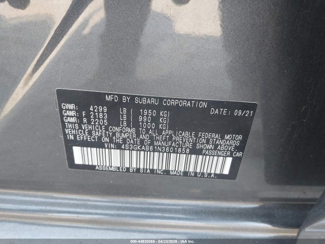 Subaru Impreza Base 2022 4S3GKAB61N3601858 Image 9