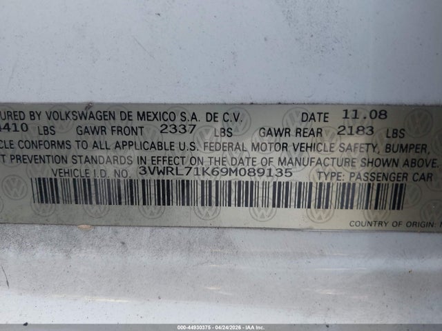 Продаж на аукціоні авто 2009 Volkswagen Jetta Tdi, vin: 3VWRL71K69M089135, номер лоту: 44930375