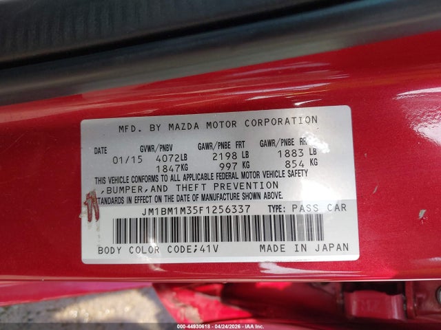 44930618 :رقم المزاد ، JM1BM1M35F1256337 vin ، 2015 Mazda Mazda3 S Grand Touring مزاد بيع