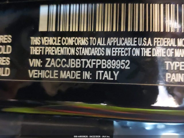 Aukcja sprzedaży 2015 Jeep Renegade Latitude, vin: ZACCJBBTXFPB89952, numer aukcji: 44930626