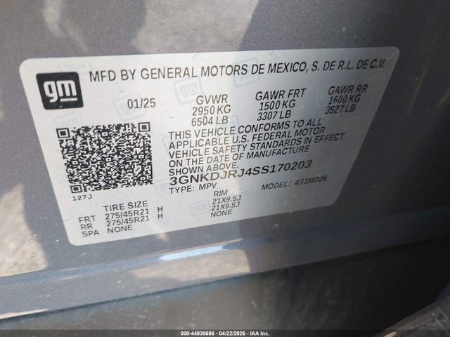 3GNKDJRJ4SS170203 Chevrolet Blazer Ev Rs Awd