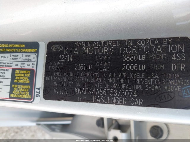 Aukcja sprzedaży 2015 Kia Forte Lx, vin: KNAFK4A66F5375074, numer aukcji: 44930753