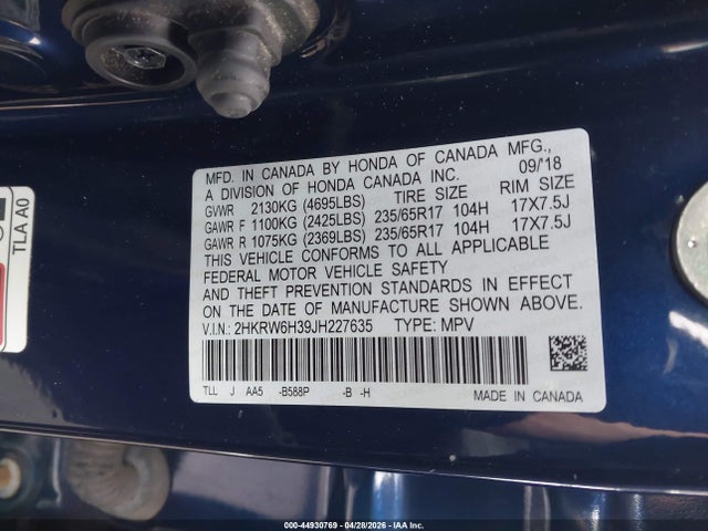 Продажа на аукционе авто 2018 Honda Cr-v Lx, vin: 2HKRW6H39JH227635, номер лота: 44930769