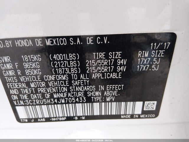 Honda HR-V LX 2018 3CZRU5H34JM705433 Image 9
