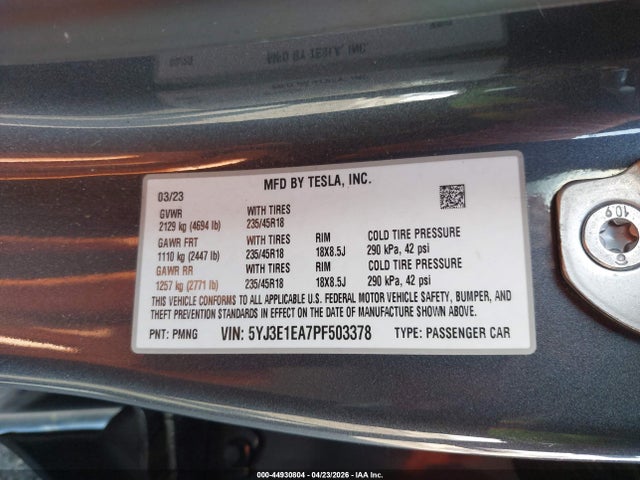 Tesla Model 3 Rear-wheel Drive 2023 5YJ3E1EA7PF503378 Image 9