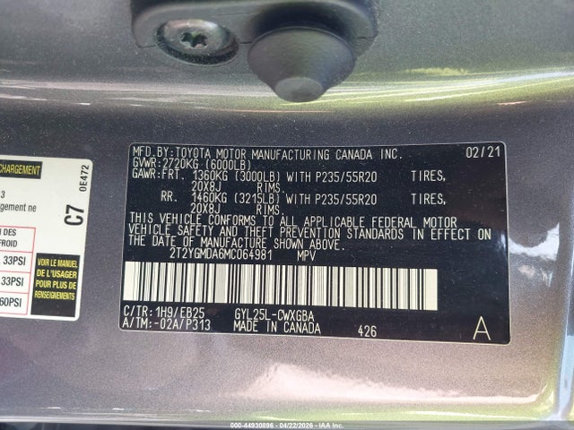 Продажа на аукционе авто 2021 Lexus Rx 450h F Sport Handling, vin: 2T2YGMDA6MC064981, номер лота: 44930896