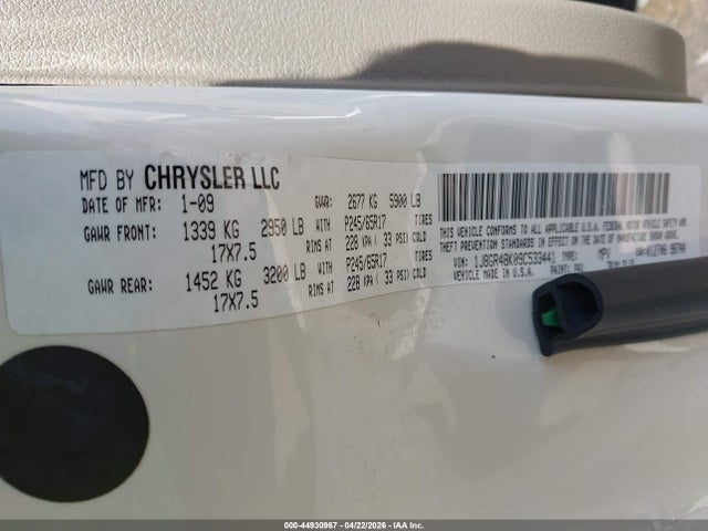 44930967 :رقم المزاد ، 1J8GR48K09C533441 vin ، 2009 Jeep Grand Cherokee Laredo مزاد بيع