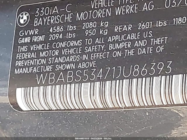 Продаж на аукціоні авто 2001 Bmw 330ci, vin: WBABS53471JU86393, номер лоту: 44931015