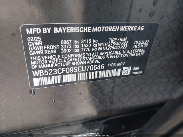 BMW Ix Xdrive50 2025 WB523CF09SCU70646 Image 9