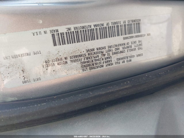 Продаж на аукціоні авто 2004 Subaru Outback Limited, vin: 4S3BH686146629685, номер лоту: 44931097