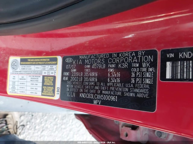 KNDCB3LCXH5100961 KIA NIRO FE