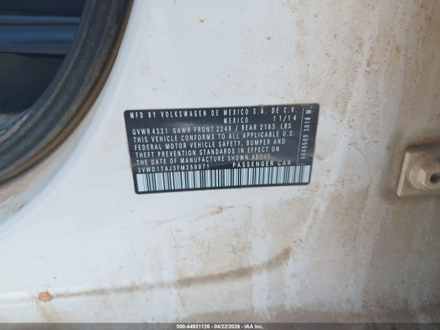 3VWD17AJ3FM258871 Volkswagen Jetta 1.8t Se