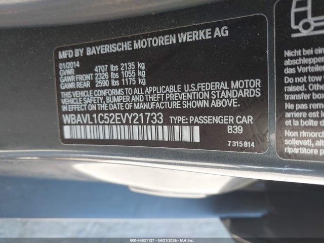 2014 Bmw X1 Xdrive28i მანქანა იყიდება აუქციონზე, vin: WBAVL1C52EVY21733, აუქციონის ნომერი: 44931127