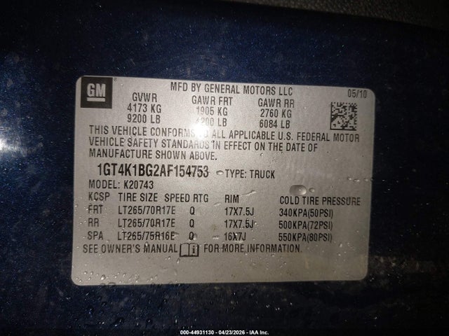 Продажа на аукционе авто 2010 Gmc Sierra 2500hd Slt, vin: 1GT4K1BG2AF154753, номер лота: 44931130