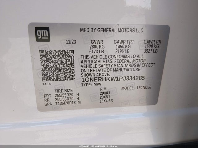 Продаж на аукціоні авто 2023 Chevrolet Traverse Fwd Lt Leather, vin: 1GNERHKW1PJ334285, номер лоту: 44931139