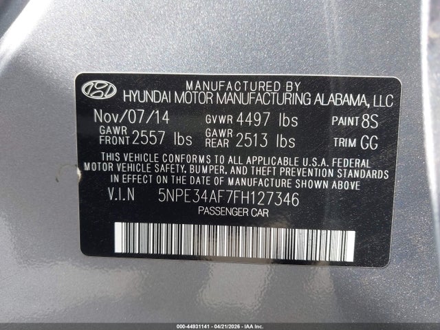 5NPE34AF7FH127346 Hyundai Sonata Sport