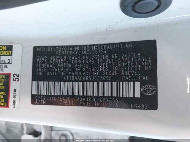 2025 Toyota Camry Se მანქანა იყიდება აუქციონზე, vin: 4T1DAACK8SU537059, აუქციონის ნომერი: 44931144