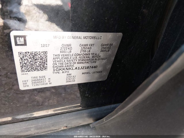 Продажа на аукционе авто 2018 Gmc Acadia Sle-1, vin: 1GKKNKLA1JZ187440, номер лота: 44931148