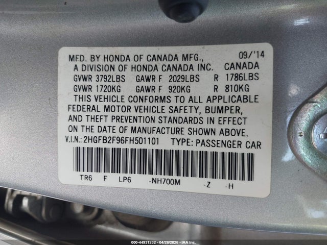 Honda Civic Ex-l 2015 2HGFB2F96FH501101 Image 9