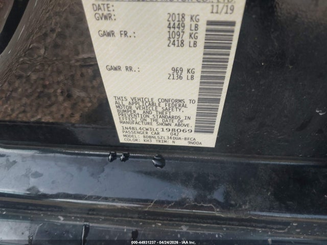 Продажа на аукционе авто 2020 Nissan Altima Sr Intelligent Awd, vin: 1N4BL4CW3LC198069, номер лота: 44931237