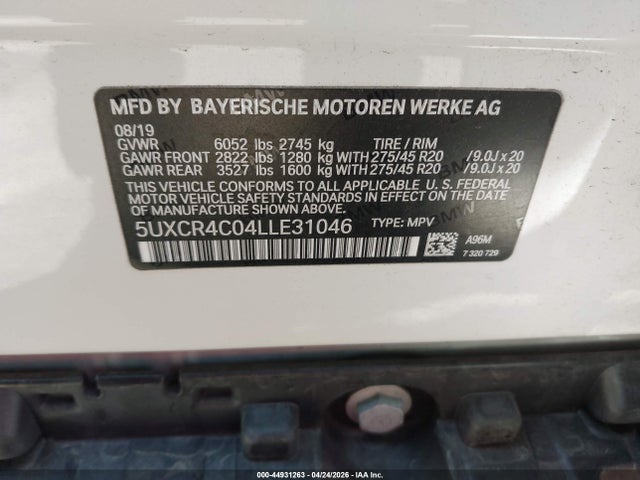 5UXCR4C04LLE31046 BMW X5 Sdrive40i