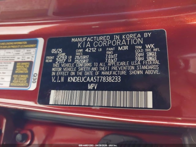 Продаж на аукціоні авто 2026 Kia Seltos S, vin: KNDEUCAA5T7838233, номер лоту: 44931283