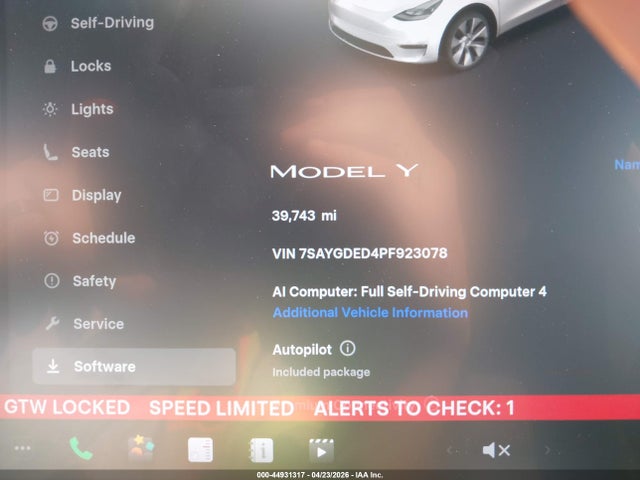2023 Tesla Model Y Rwd მანქანა იყიდება აუქციონზე, vin: 7SAYGDED4PF923078, აუქციონის ნომერი: 44931317