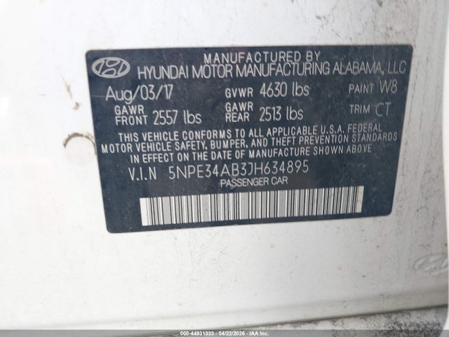 Aukcja sprzedaży 2018 Hyundai Sonata Sport 2.0t, vin: 5NPE34AB3JH634895, numer aukcji: 44931333