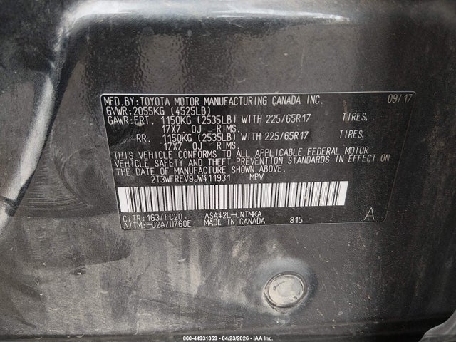 Aukcja sprzedaży 2018 Toyota Rav4 Xle, vin: 2T3WFREV9JW411931, numer aukcji: 44931359