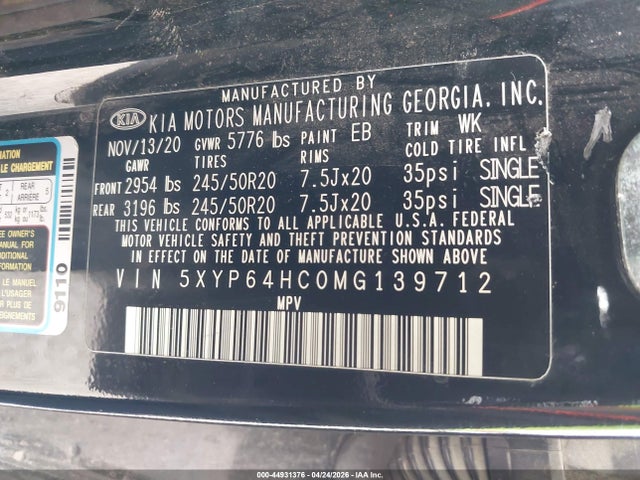 KIA Telluride S 2021 5XYP64HC0MG139712 Image 9