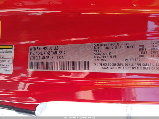 Aukcja sprzedaży 2023 Jeep Wrangler 4xe Sahara 4x4, vin: 1C4JJXP66PW516214, numer aukcji: 44931391