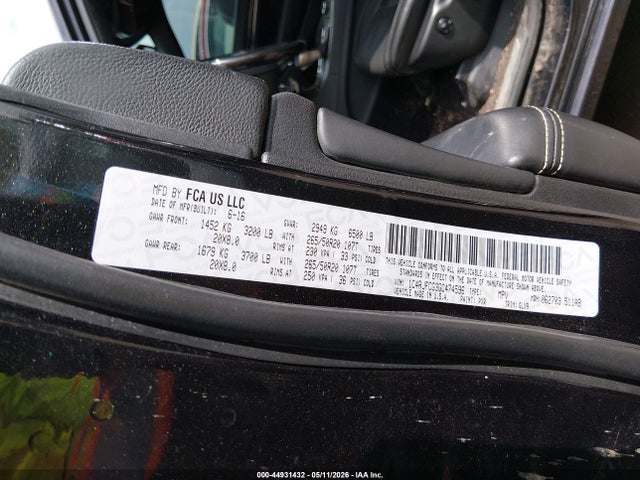 2016 Jeep Grand Cherokee Overland მანქანა იყიდება აუქციონზე, vin: 1C4RJFCG3GC474596, აუქციონის ნომერი: 44931432