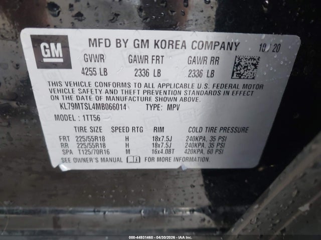44931460 :رقم المزاد ، KL79MTSL4MB066014 vin ، 2021 Chevrolet Trailblazer Fwd Rs مزاد بيع