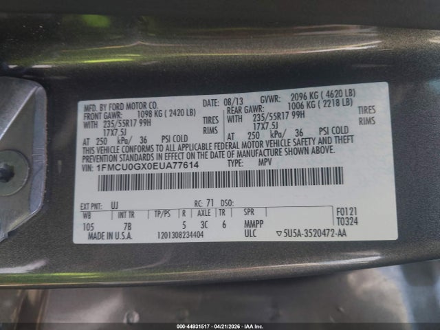 1FMCU0GX0EUA77614 Ford ESCAPE SE