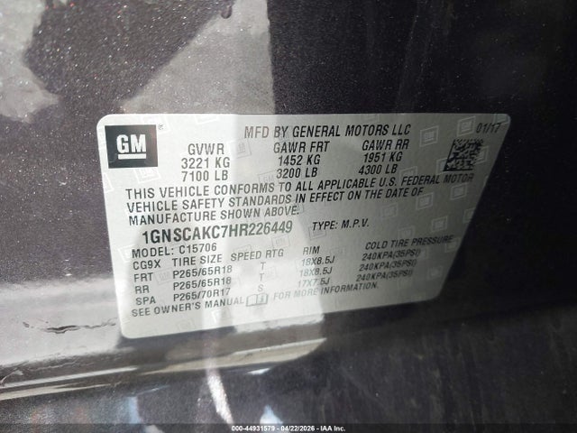 Chevrolet Tahoe Ls 2017 1GNSCAKC7HR226449 Image 9