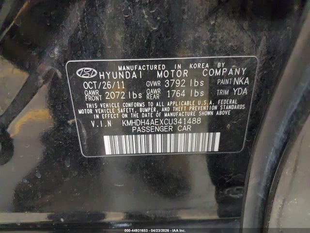 Продаж на аукціоні авто 2012 Hyundai Elantra Gls (ulsan Plant), vin: KMHDH4AEXCU341488, номер лоту: 44931653