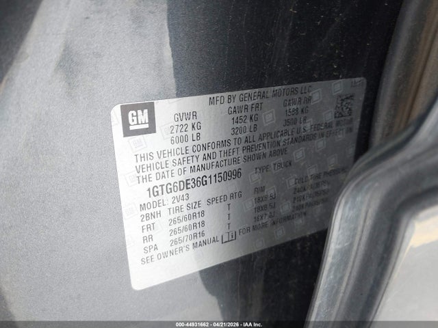 1GTG6DE36G1150996 GMC CANYON SLT