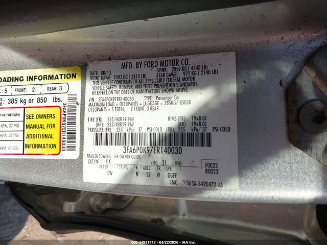 Ford Fusion Titanium 2014 3FA6P0K97ER140030 Image 9