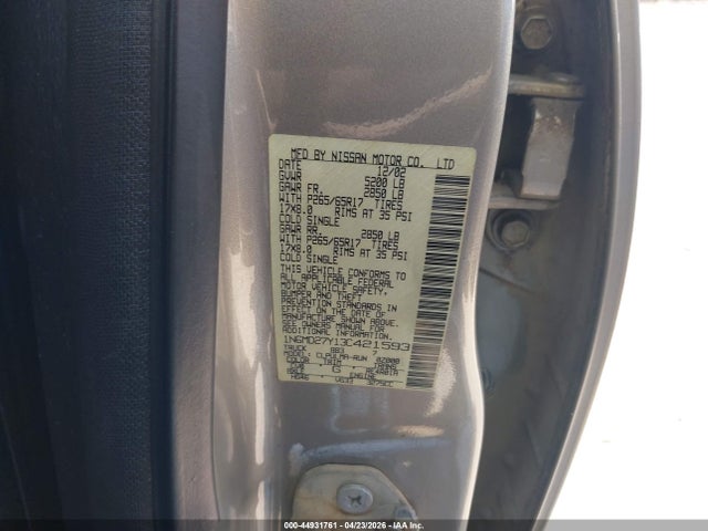 Продаж на аукціоні авто 2003 Nissan Frontier Sc-v6, vin: 1N6MD27Y13C421593, номер лоту: 44931761