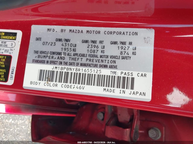 Aukcja sprzedaży 2024 Mazda Mazda3 2.5 Turbo Premium Plus, vin: JM1BPBNY8R1655125, numer aukcji: 44931768