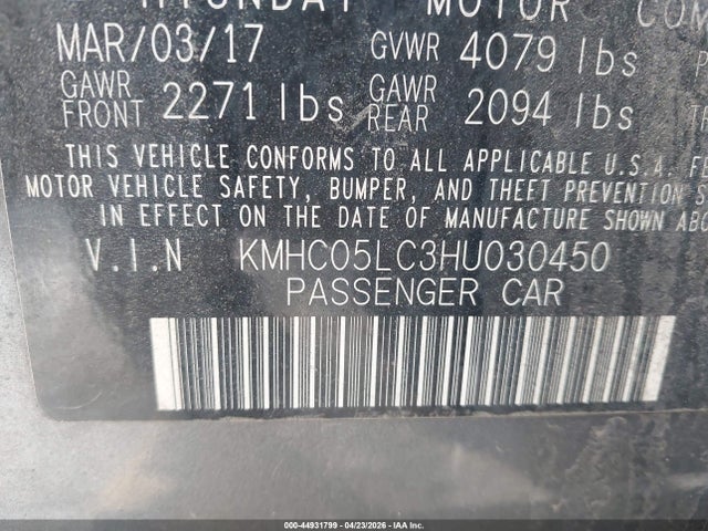 KMHC05LC3HU030450 Hyundai Ioniq Hybrid Limited
