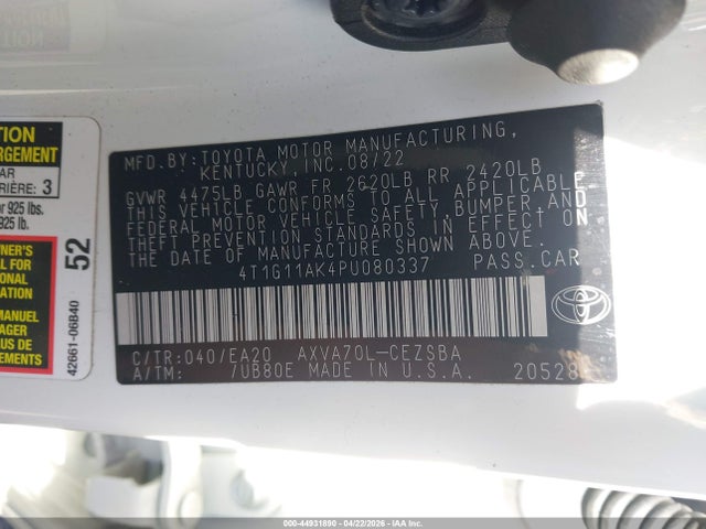 Toyota CAMRY SE 2023 4T1G11AK4PU080337 Image 9