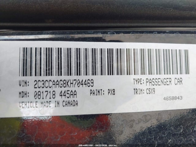 2019 Chrysler 300 Touring მანქანა იყიდება აუქციონზე, vin: 2C3CCAAG8KH704469, აუქციონის ნომერი: 44931891