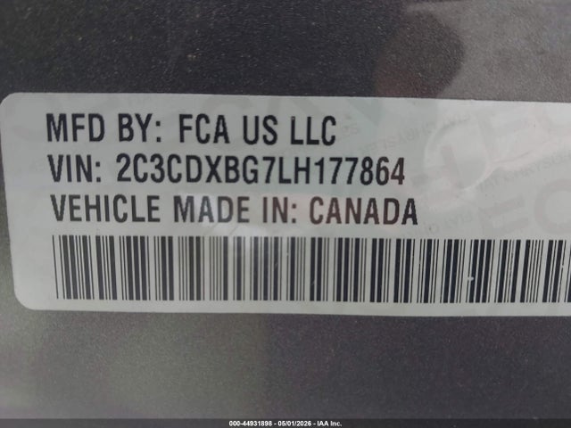 2C3CDXBG7LH177864 Dodge Charger Sxt Rwd