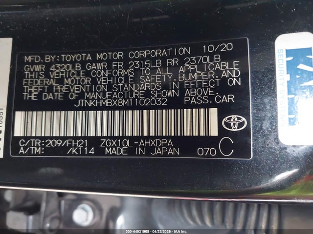 JTNKHMBX8M1102032 Toyota C-HR LE
